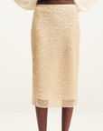 Shona Joy Everly Sequin Midi Skirt in Macadamia
