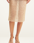 Shona Joy Everly Sequin Midi Skirt in Macadamia