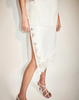 Shona Joy Eniko Lace Split Midi Skirt in Ivory