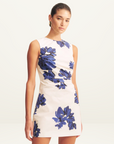Shona Joy Enya Draped Mini Dress in MIDNIGHT WALLFLOWER