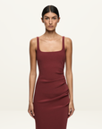 Bec + Bridge Karina Tuck Midi Dress in Sangria