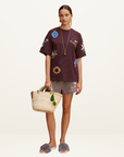 Alemais Sirocco Embroidered Tee in Chocolate