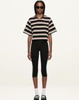 Bec + Bridge Nika Cropped Jersey Tee in Chocolate Stripe