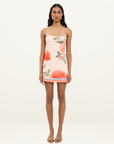 With Harper Lu Peach Fitted Mini Dress in Peach Floral