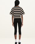 Bec + Bridge Nika Cropped Jersey Tee in Chocolate Stripe