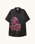 Silk Laundry Short Sleeve Boyfriend Shirt in Iris Black