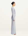 Shona Joy Miro Slinky Jersey Long Sleeve Plunged Maxi Dress in Sky