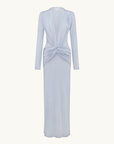Shona Joy Miro Slinky Jersey Long Sleeve Plunged Maxi Dress in Sky