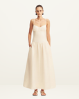Shona Joy Marlowe Linen Blend Bustier Maxi Dress in Ecru