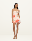 With Harper Lu Peach Fitted Mini Dress in Peach Floral