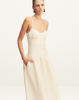 Shona Joy Marlowe Linen Blend Bustier Maxi Dress in Ecru