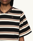 Bec + Bridge Nika Cropped Jersey Tee in Chocolate Stripe