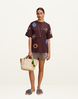 Alemais Sirocco Embroidered Tee in Chocolate
