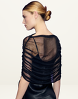 Silk Laundry Mesh Cape in Black