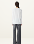 Bassike Raw Neck Cut Out L/S T-Shirt in White