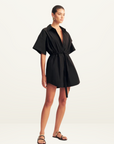 Shona Joy Campbell Short Sleeve Mini Dress in BLACK
