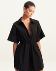 Shona Joy Campbell Short Sleeve Mini Dress in BLACK