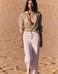 Esmaee Sahara Shirt in Sage Stripe