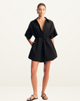 Shona Joy Campbell Short Sleeve Mini Dress in BLACK