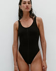 Nagnata Classic Wool Bodysuit in Obsidian