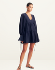 Shona Joy Celeste Long Sleeve Mini Dress in MIDNIGHT