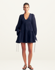 Shona Joy Celeste Long Sleeve Mini Dress in MIDNIGHT