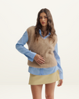 World Of Nomads Ebony Vest in LATTE