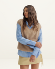 World Of Nomads Ebony Vest in LATTE
