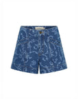 Kivari Laguana Printed Denim Short in Blue