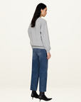 Anine Bing Spencer Sweatshirt in Heather Grey with Navy