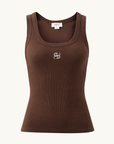 Zoe Contour Rib Scoop Tank in Chocolate