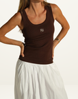 Zoe Contour Rib Scoop Tank in Chocolate