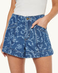 Kivari Laguana Printed Denim Short in Blue