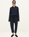 Camilla and Marc Moreno Long Sleeve Polo in Navy
