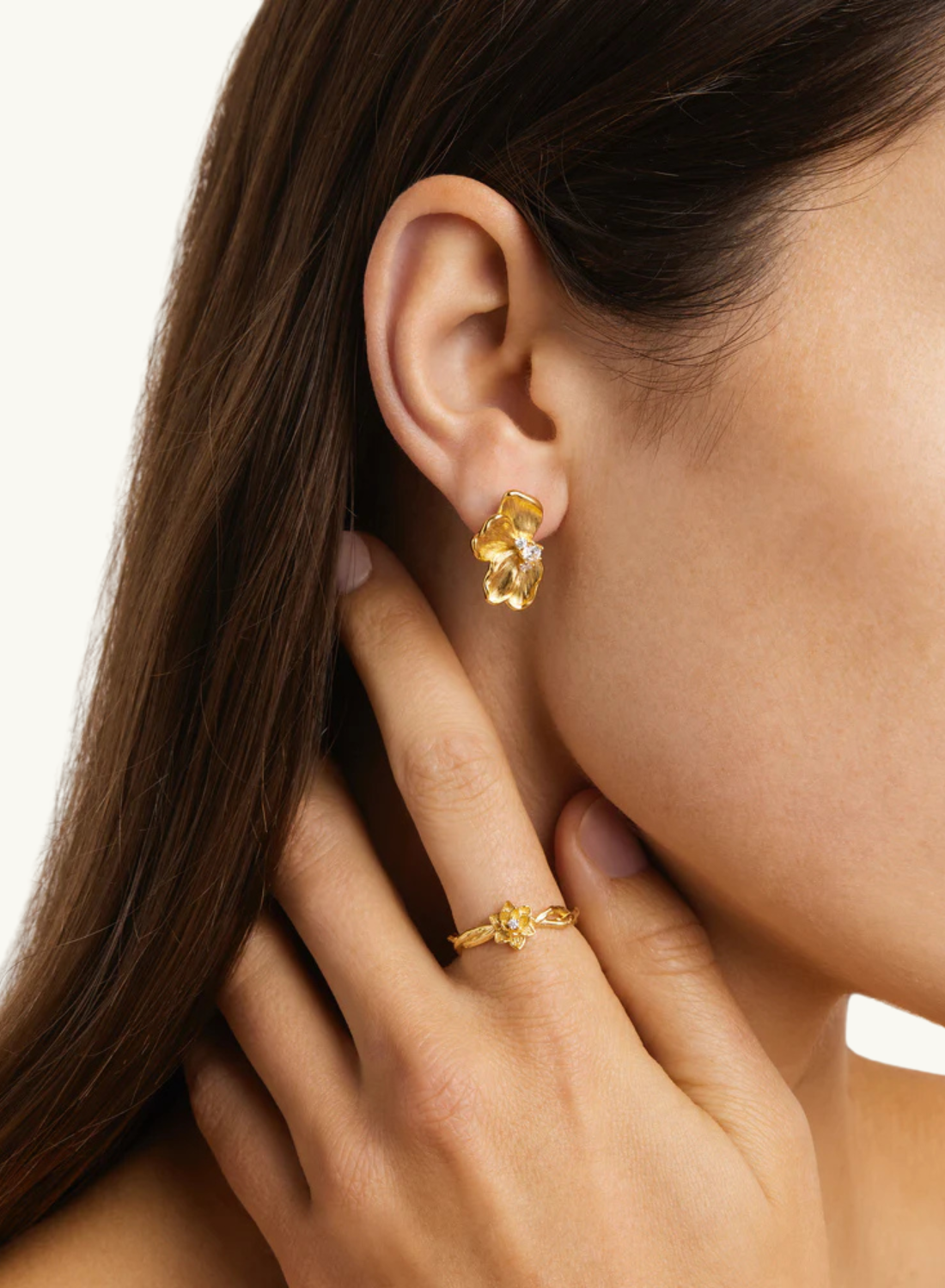 By Charlotte Serene Lotus Statement Earrings in GOLD