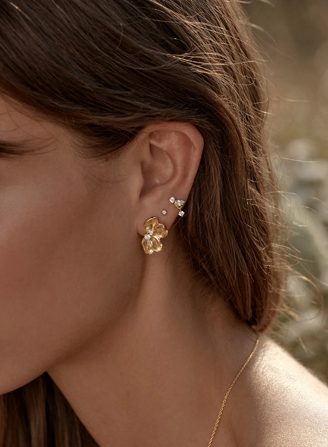 By Charlotte Serene Lotus Statement Earrings in GOLD