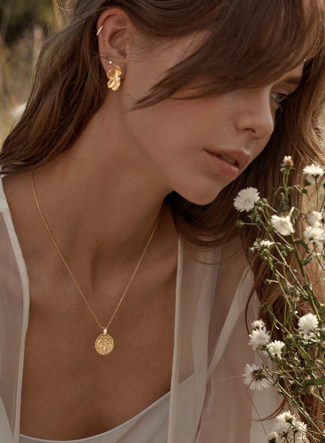 By Charlotte Serene Lotus Statement Earrings in GOLD