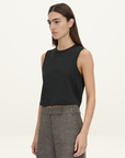 Camilla and Marc Alba Crop Rib Tank in Black