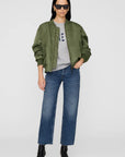 Anine Bing Spencer Sweatshirt in Heather Grey with Navy