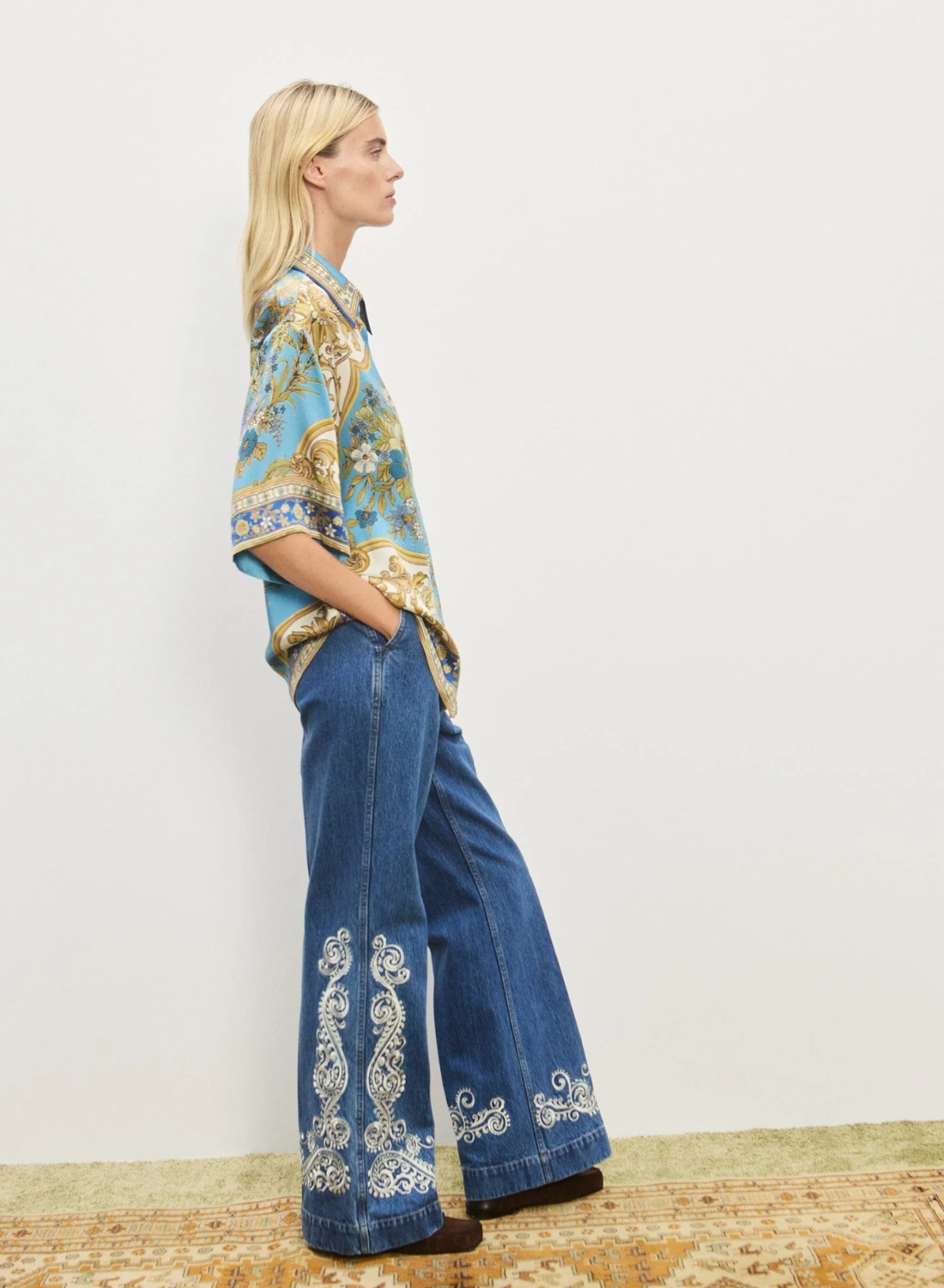 Alemais Cassie Silk Shirt in MULTI