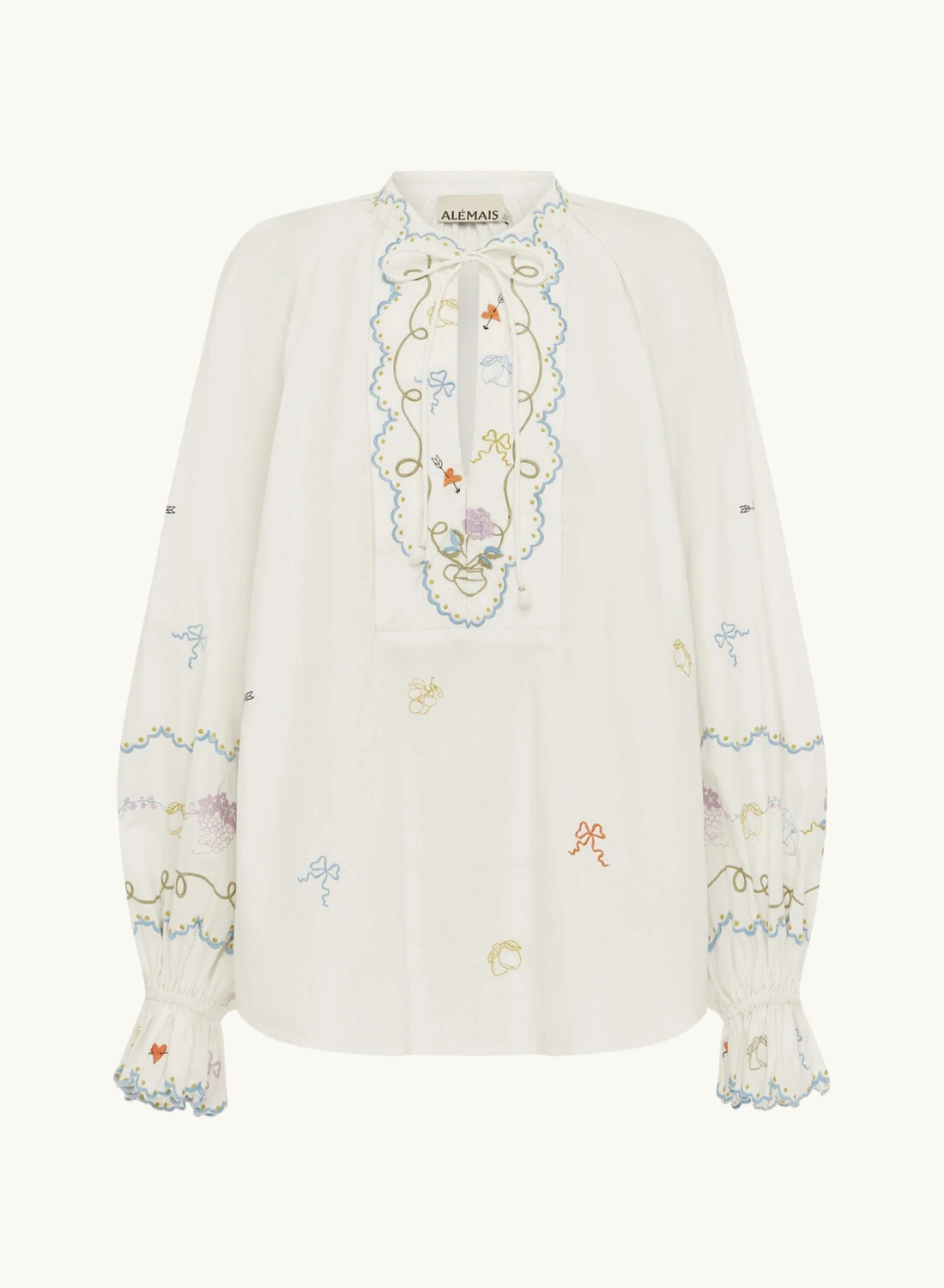 Alemais Giulia Embroidered Blouse in IVORY
