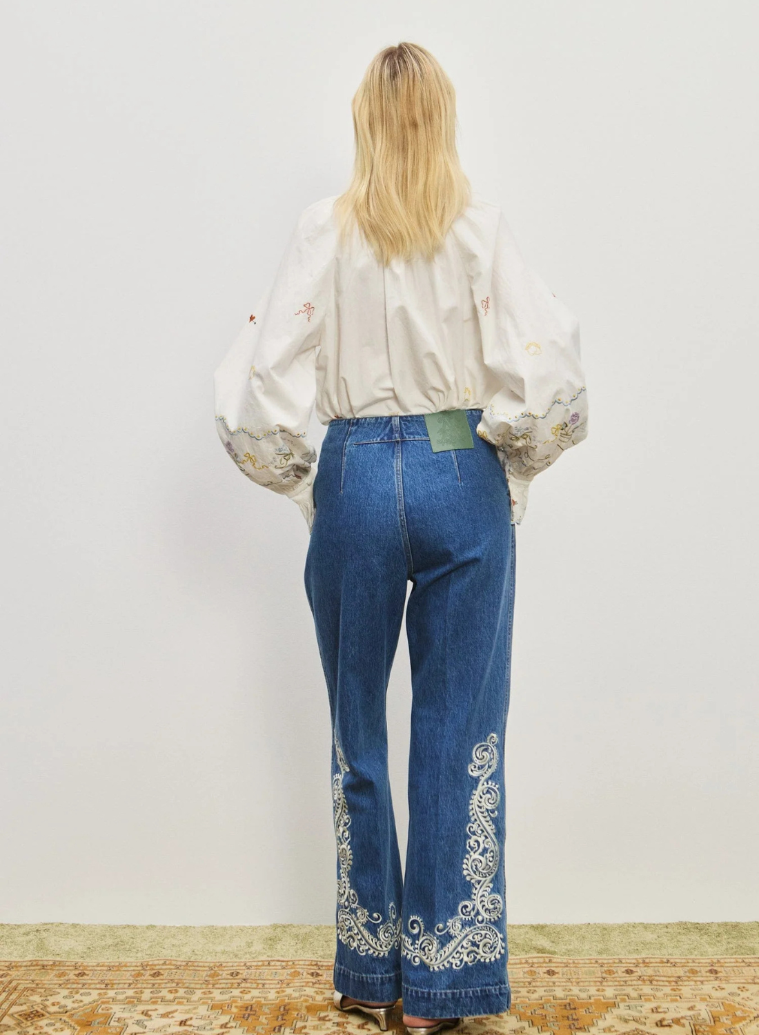 Alemais Giulia Embroidered Blouse in IVORY