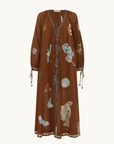 Alemais Laurence Tie Front Shirtdress in Rust