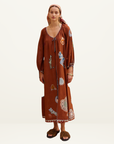Alemais Laurence Tie Front Shirtdress in Rust