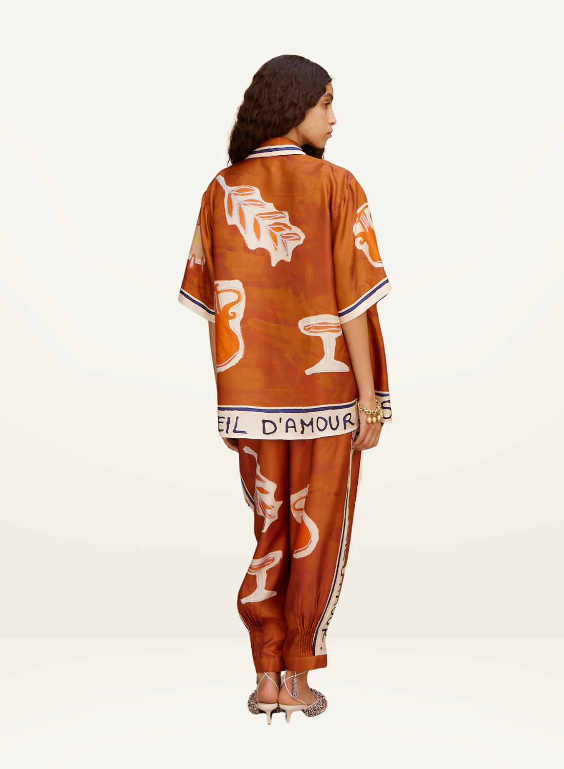 Alemais Soleil D'Amour Silk Tapered Pant in RUST