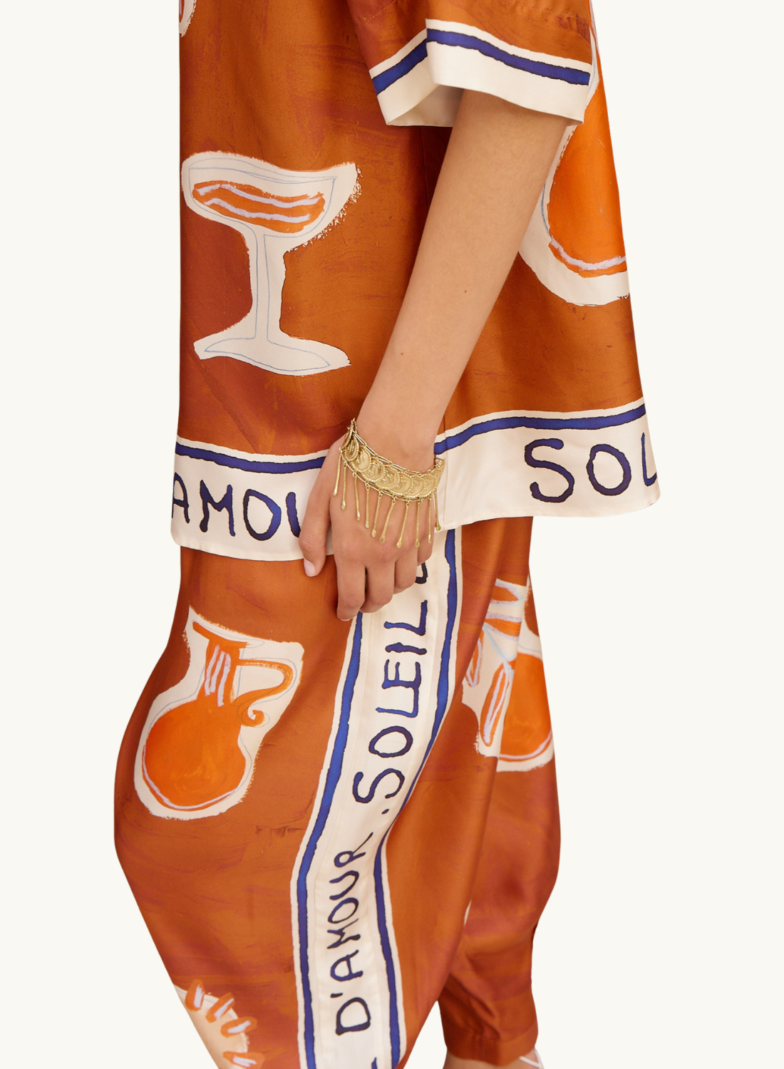 Alemais Soleil D'Amour Silk Tapered Pant in RUST