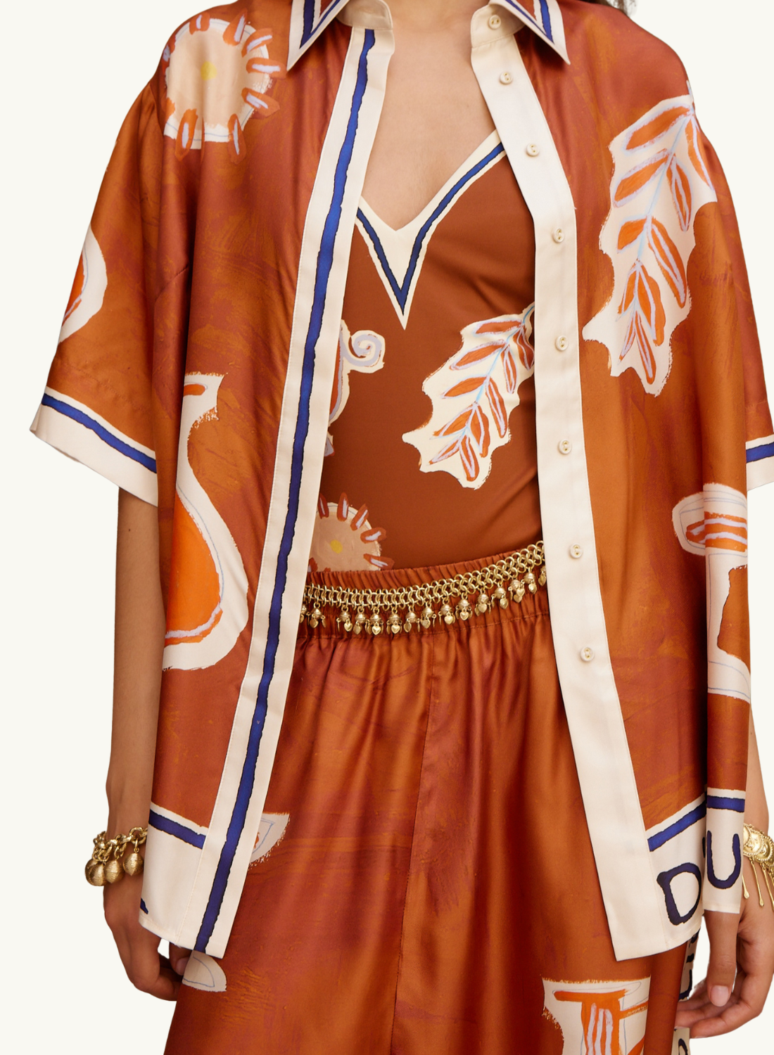 Alemais Soleil D'Amour Silk Tapered Pant in RUST