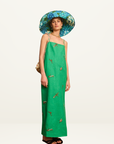 Alemais Wanda Embroidered Midi Dress in EMERALD