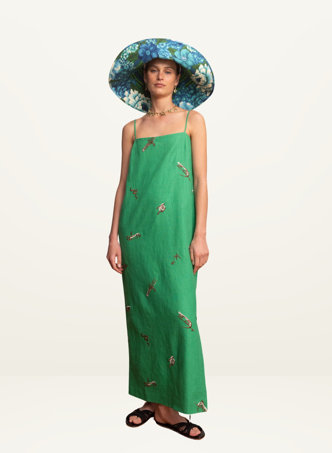 Alemais Wanda Embroidered Midi Dress in EMERALD  Frolic Girls