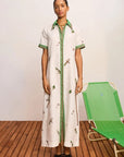 Alemais Wanda Embroidered ShirtDress in IVORY